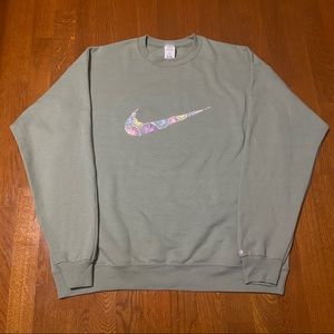 Sage Green Nike Embroidered Crewneck Sweatshirt